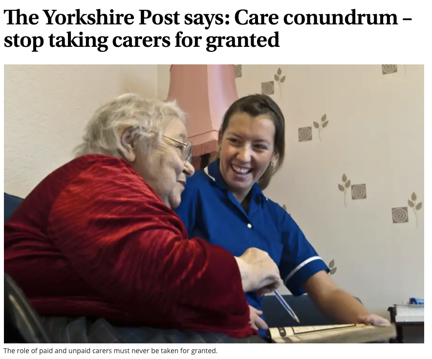 “We need to stop taking carers for granted” says The Yorkshire Post. And we agree!