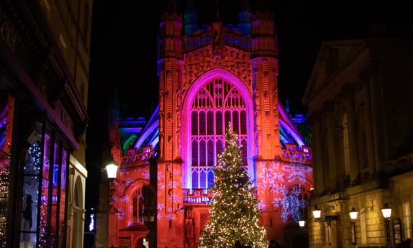 Christmas light trail in Bath