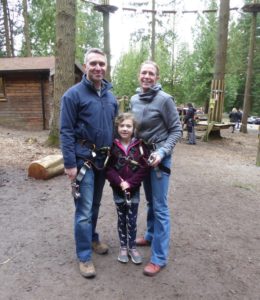 Cath Nicholls with her partner Stuart and daughter Lottie